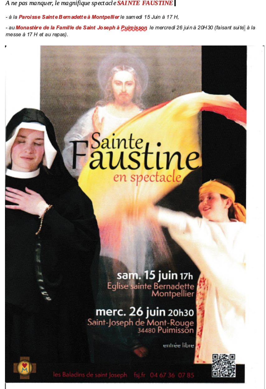 spectacle sainte Faustine